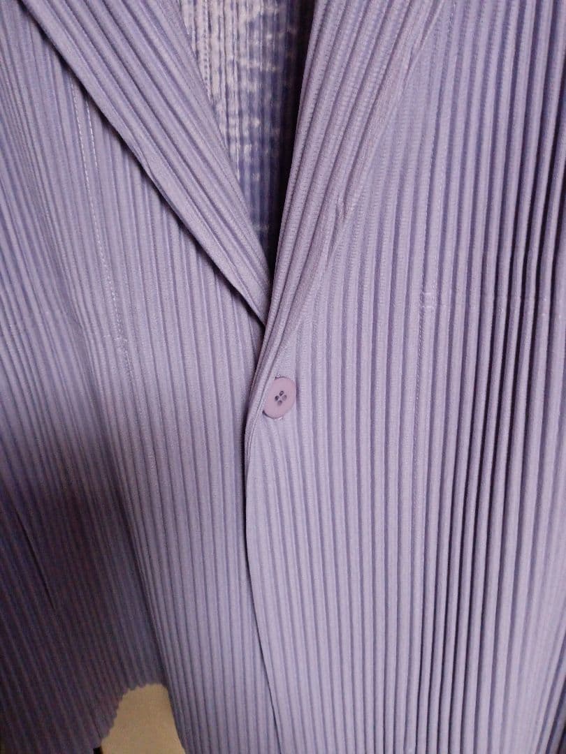 美品オムプリッセイッセイミヤケライトパープルプリーツテーラードジャケット2