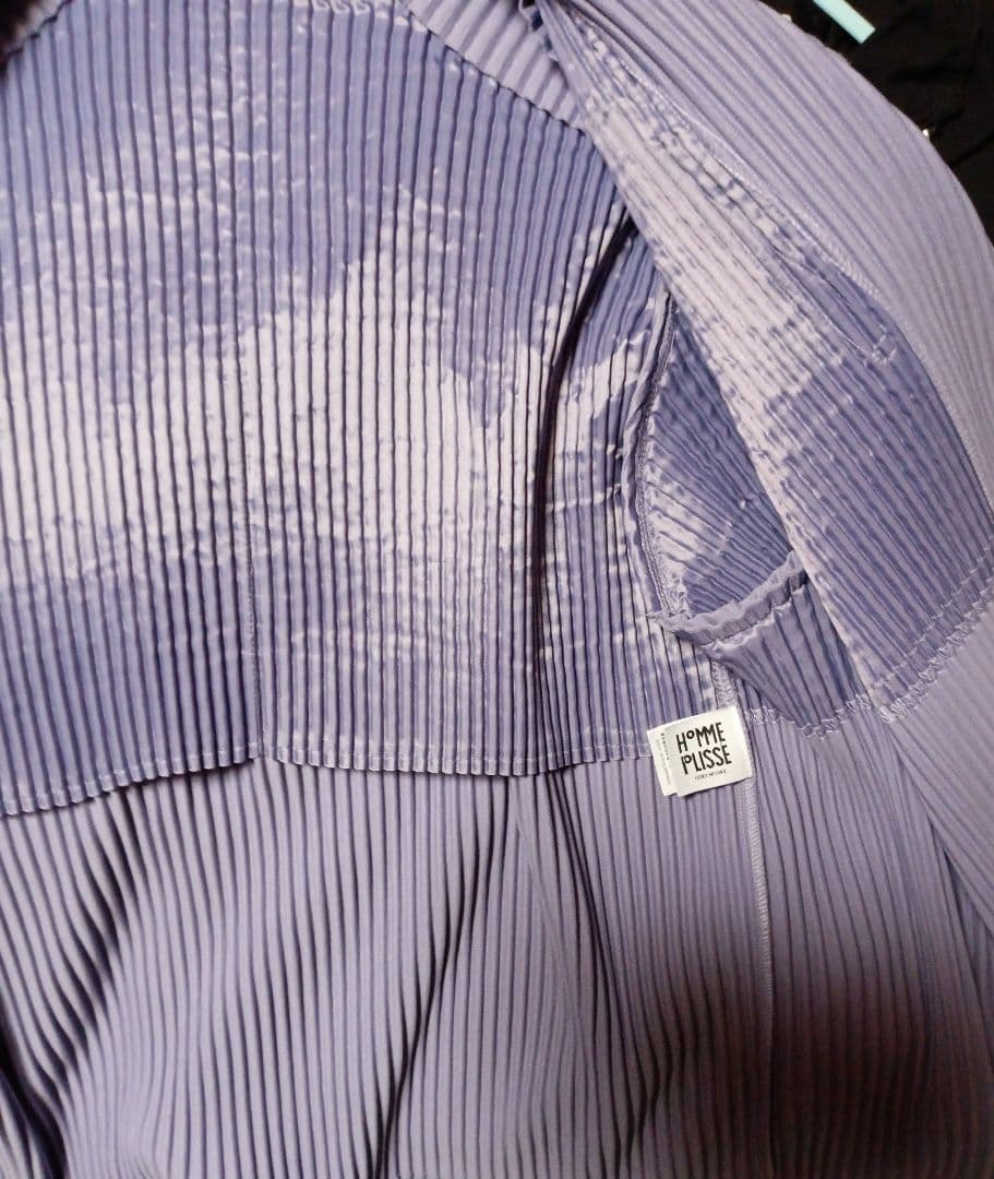 美品オムプリッセイッセイミヤケライトパープルプリーツテーラードジャケット2