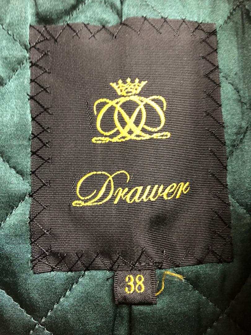 Drawer ドゥロワー　スタジャン　袖レザー　シルク混　キルティング　38