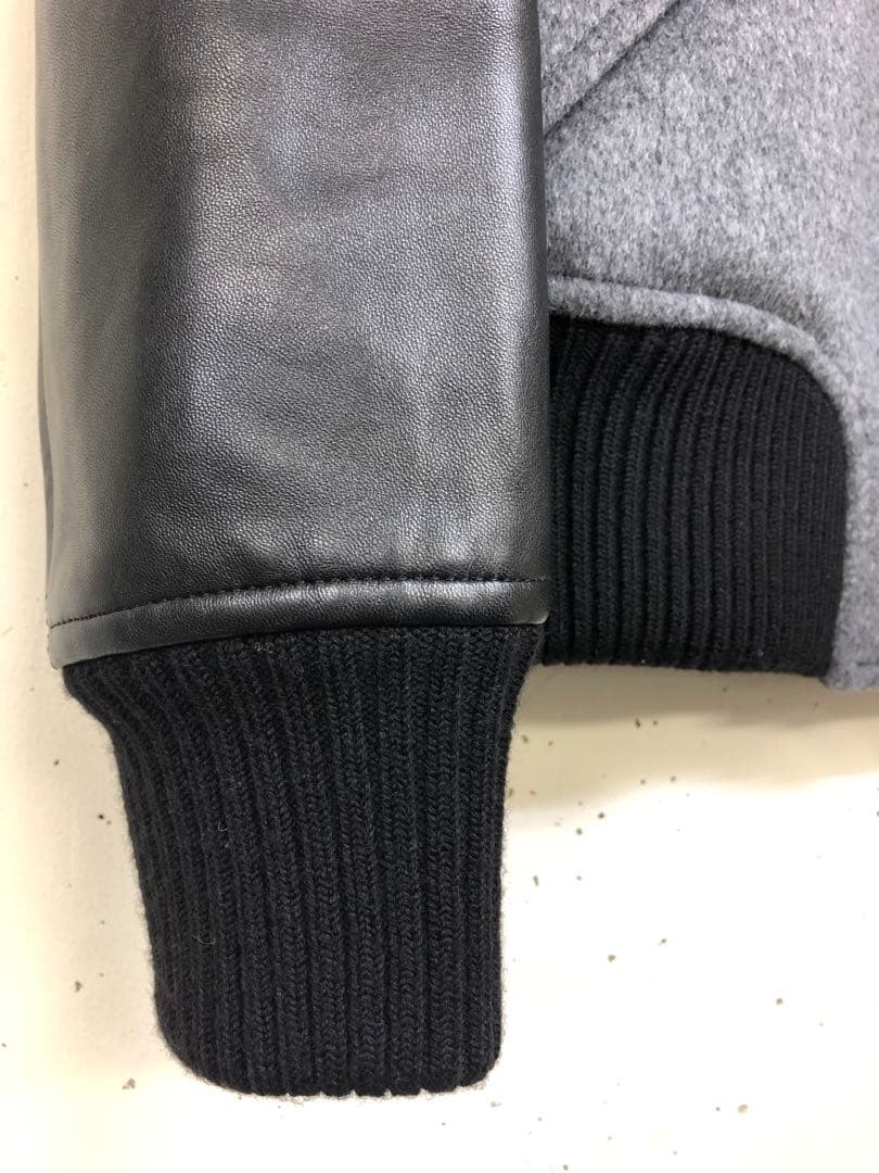 Drawer ドゥロワー　スタジャン　袖レザー　シルク混　キルティング　38