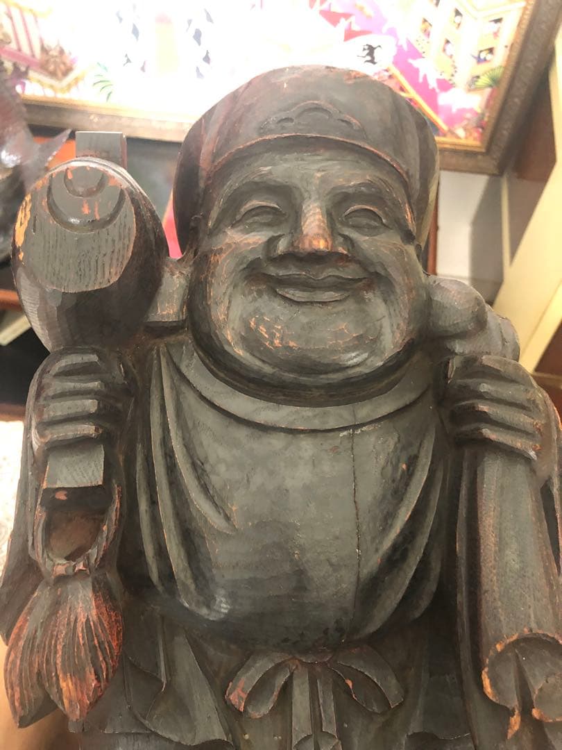 松*一様 木彫り大黒様　アンティーク名品