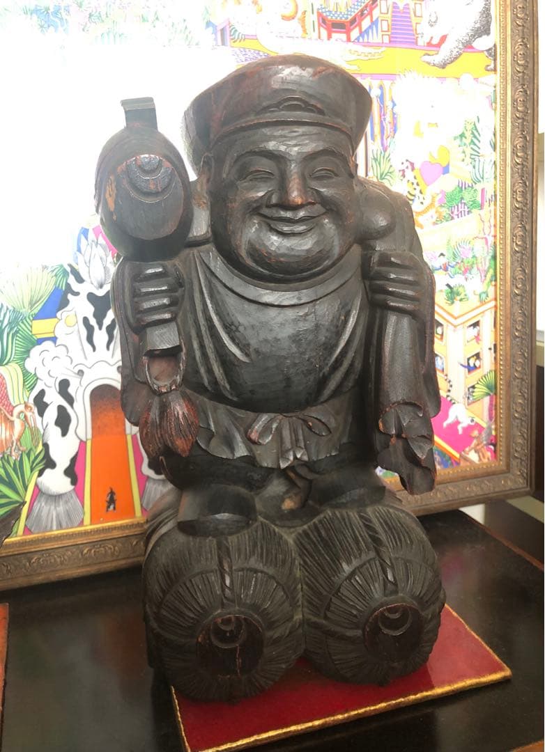 松*一様 木彫り大黒様　アンティーク名品