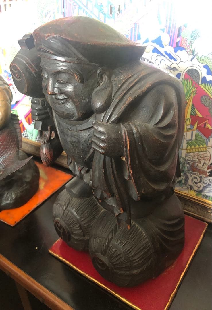 松*一様 木彫り大黒様　アンティーク名品