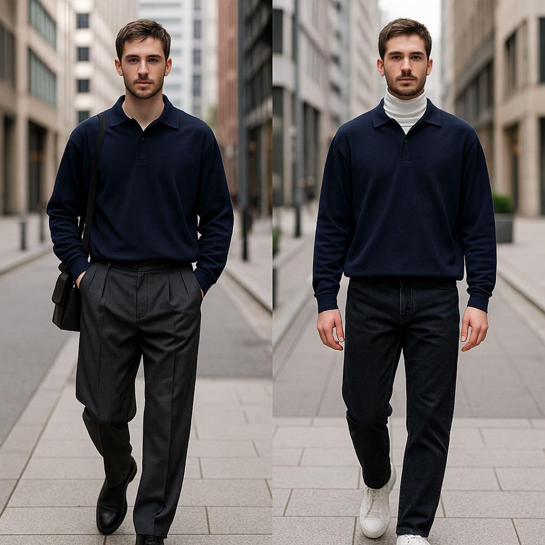 トップス CDG HOMME Tanaka Knit Polo Shirt Navy L