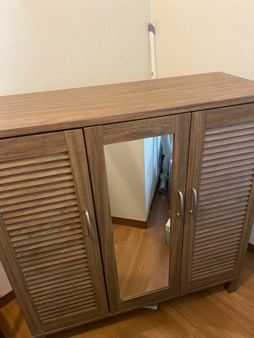 【美品】ニトリ シューズボックス ミラー付き 玄関収納 幅90cm 送料込み