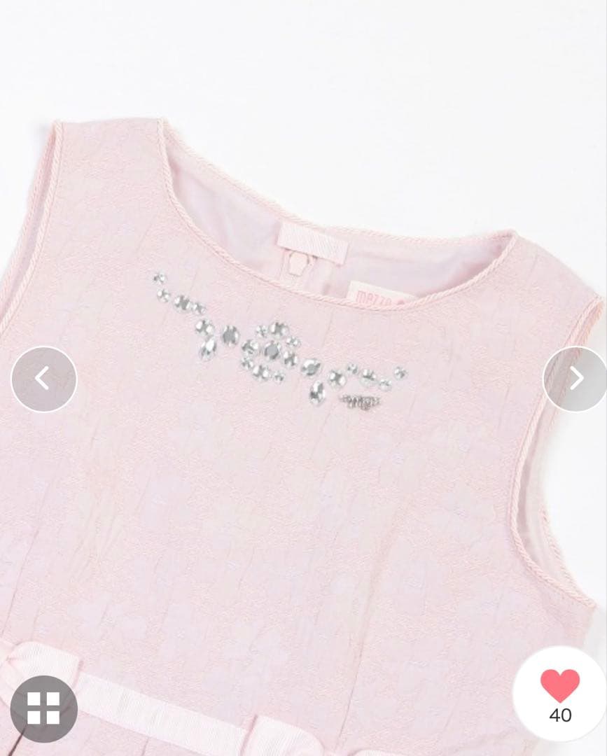 新品　メゾピアノ　花柄ジャガード　ワンピース　130 リボン　フォーマル