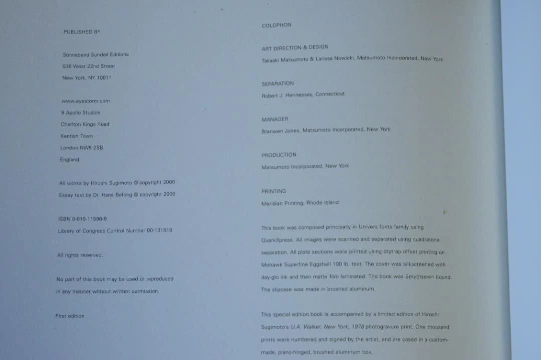 【Hiroshi Sugimoto: Theatres】2000年　限定版　新品