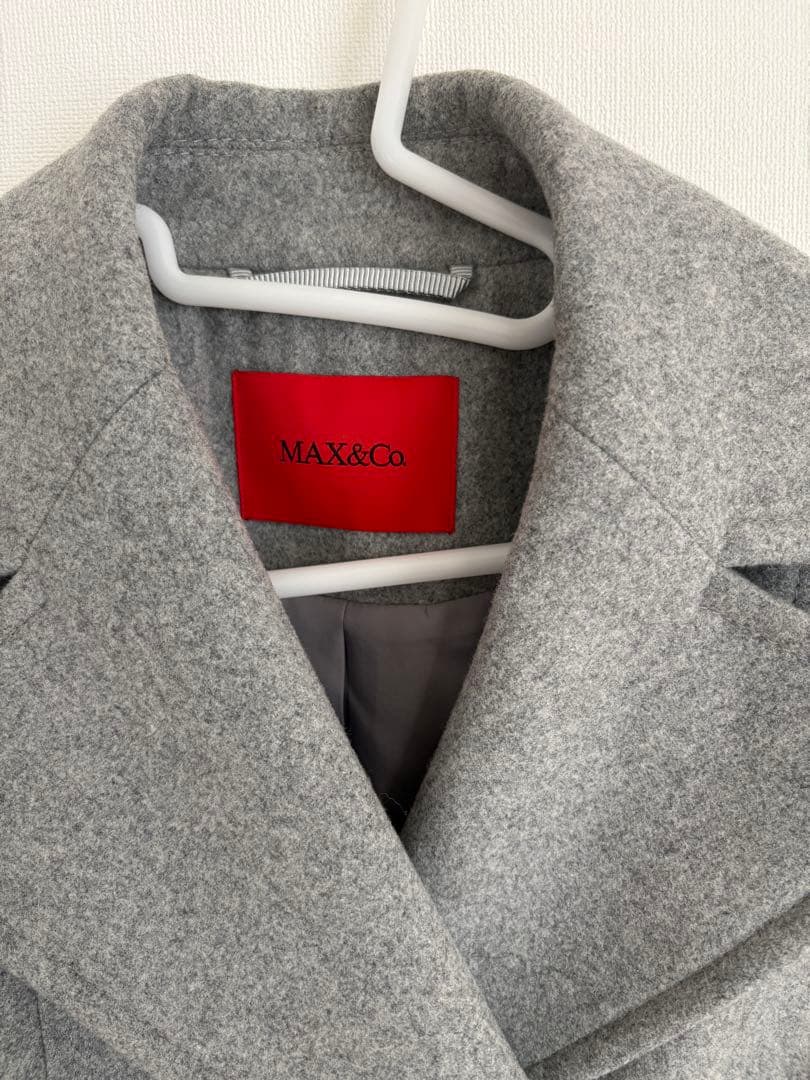 Max & Coグレー ウール ピーコート ダブルブレスト