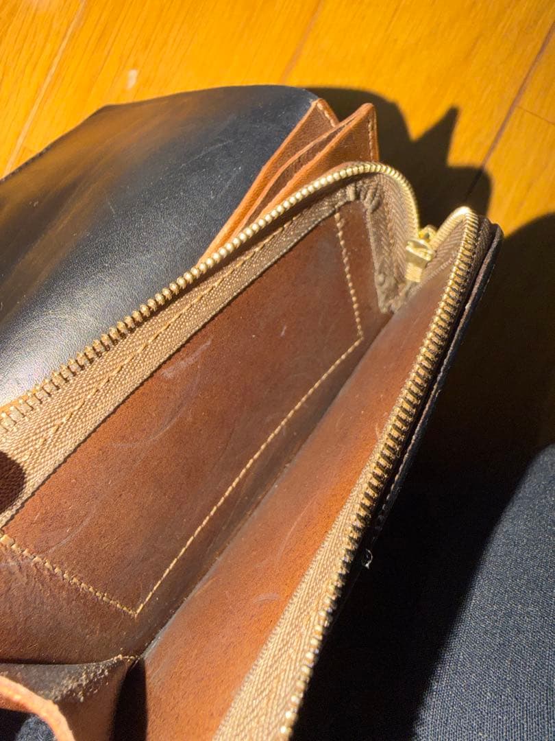 forme フォルメ　財布　ショートウォレット　ベビーカーフ　ブラックxブラウン