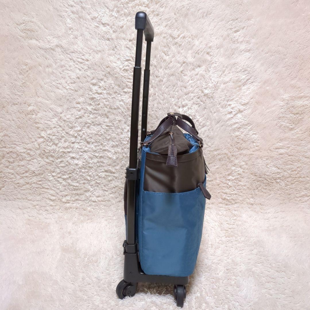 美品！SWANY　キャリーバッグ　ショッピングバッグ　レオパード　グリーン　4輪