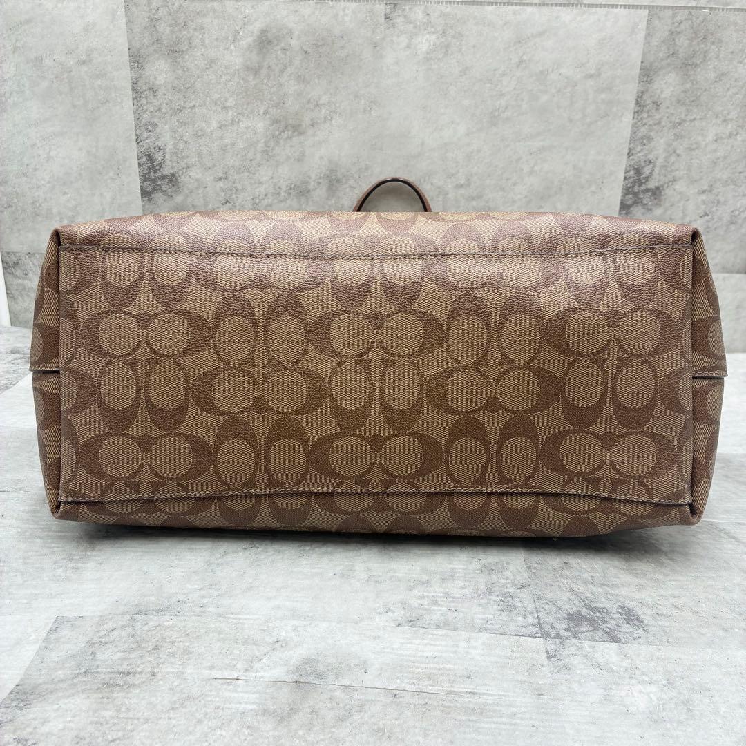 ✨美品✨コーチ　トートバッグ　肩かけ　シグネチャー　PVC×レザー　ブラウン