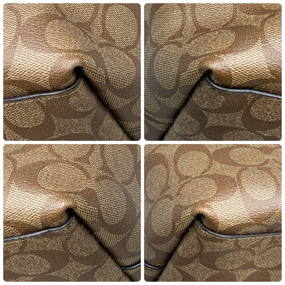 ✨美品✨コーチ　トートバッグ　肩かけ　シグネチャー　PVC×レザー　ブラウン