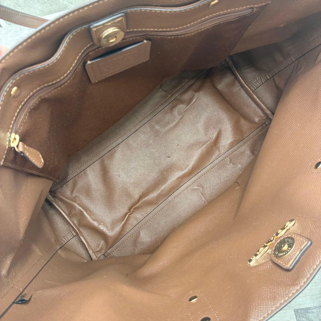 ✨美品✨コーチ　トートバッグ　肩かけ　シグネチャー　PVC×レザー　ブラウン