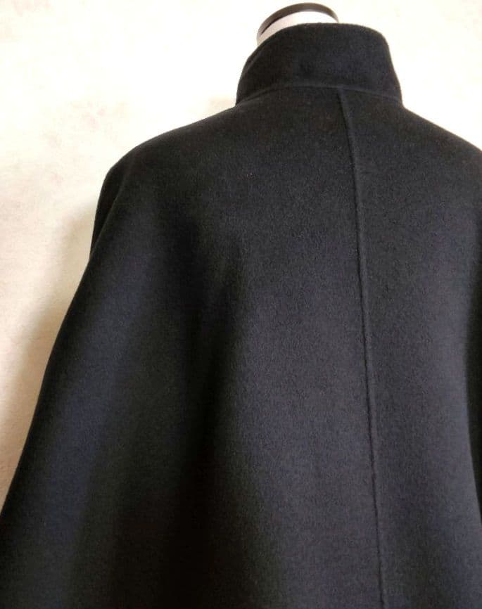 アイシービー　ポンチョ　ネイビー　カシミヤ　スタンドカラー　 42　レディース