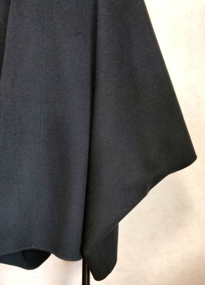 アイシービー　ポンチョ　ネイビー　カシミヤ　スタンドカラー　 42　レディース