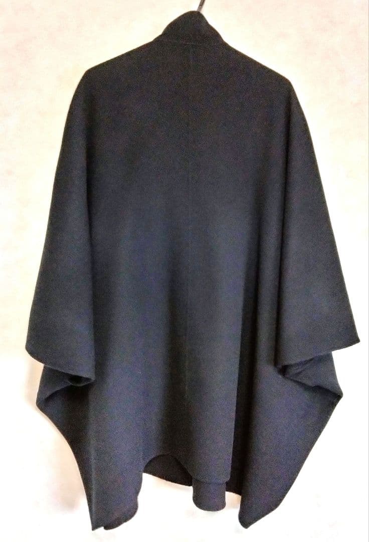 アイシービー　ポンチョ　ネイビー　カシミヤ　スタンドカラー　 42　レディース