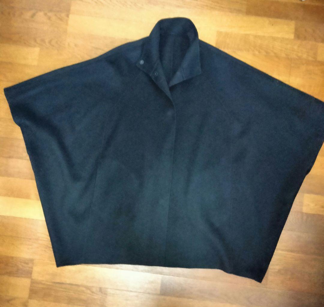 アイシービー　ポンチョ　ネイビー　カシミヤ　スタンドカラー　 42　レディース