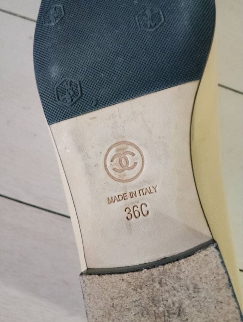 CHANEL シャネル バイカラー リボン バレリーナ フラットシューズ