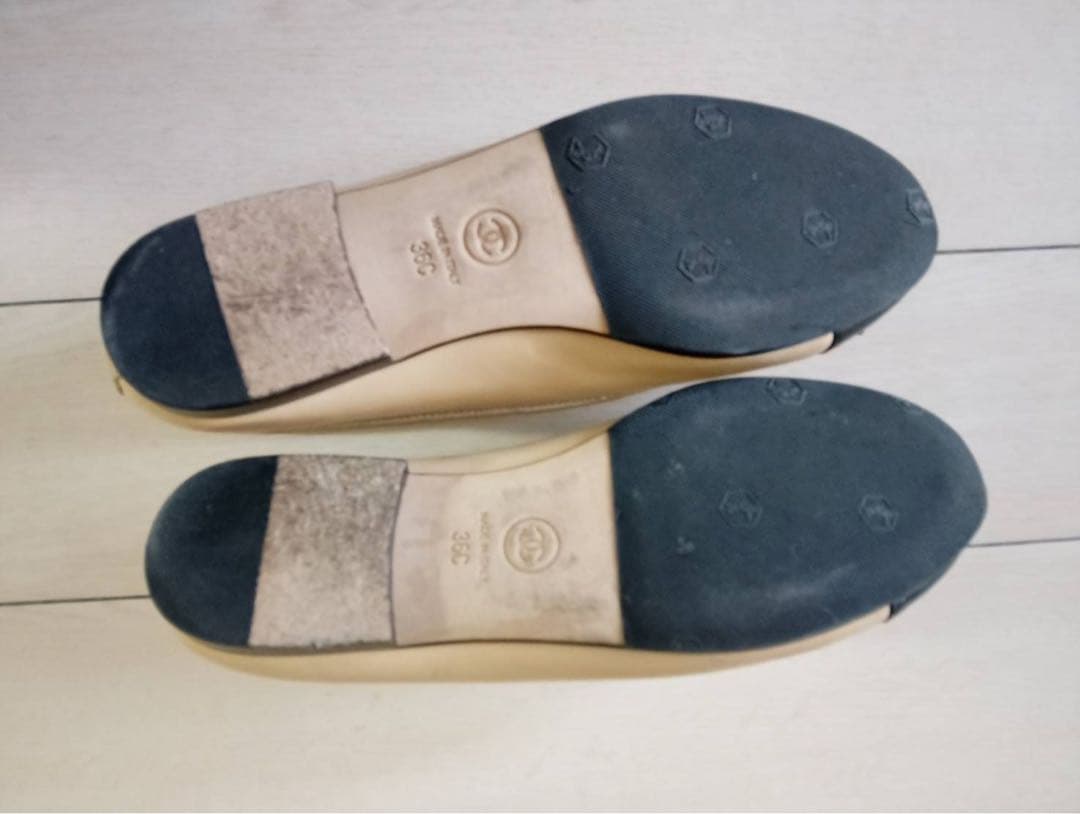 CHANEL シャネル バイカラー リボン バレリーナ フラットシューズ