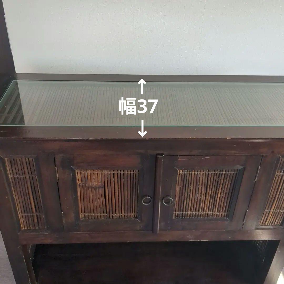 アンティーク　木製キャビネット ガラス天板付き(引き取りの方は9,000円)