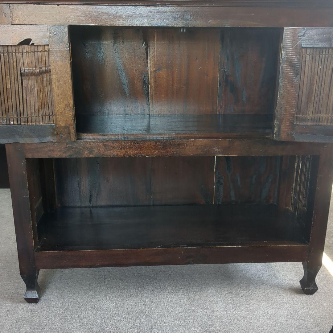 アンティーク　木製キャビネット ガラス天板付き(引き取りの方は9,000円)