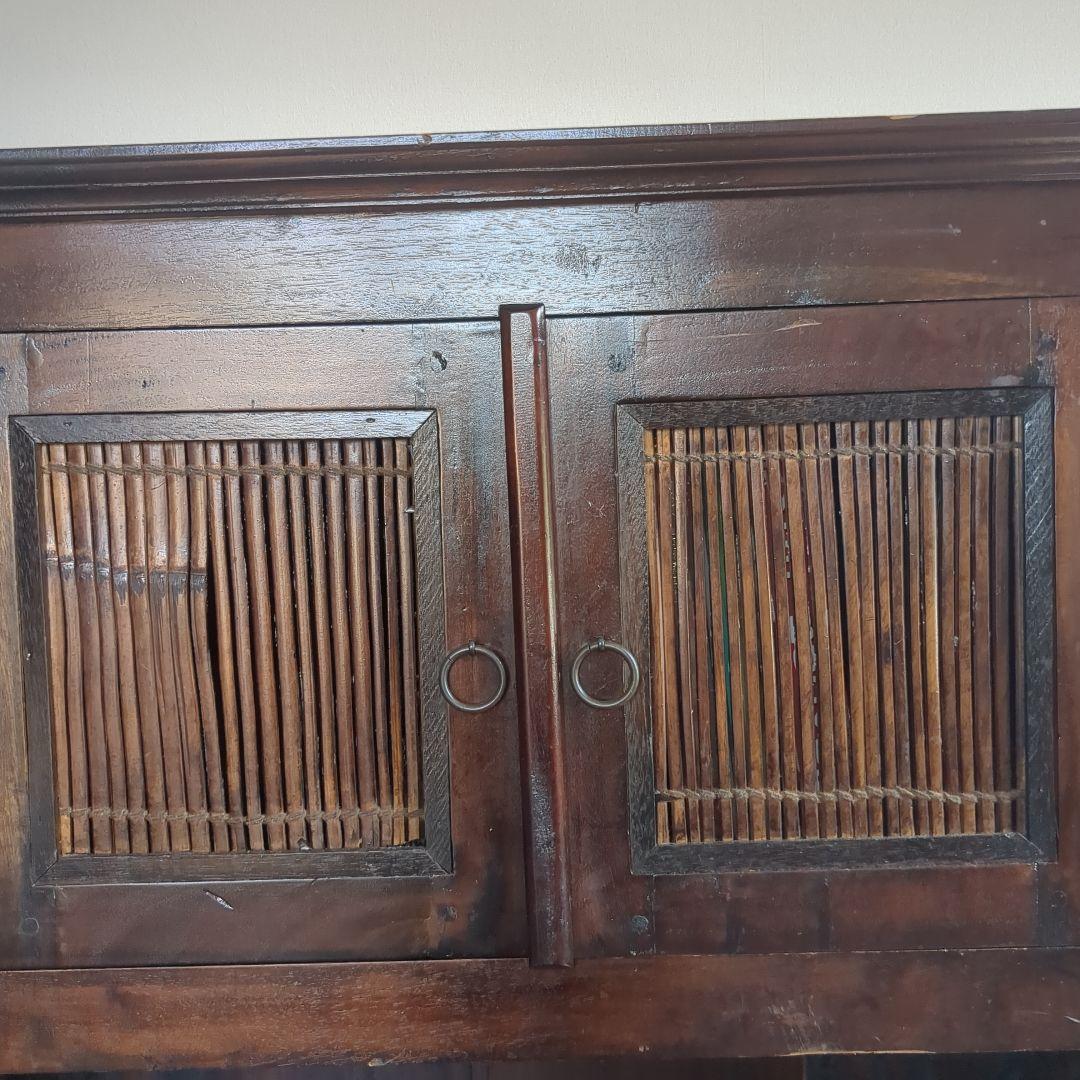 アンティーク　木製キャビネット ガラス天板付き(引き取りの方は9,000円)