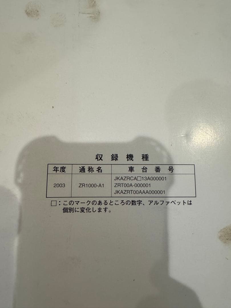 Kawasaki Z1000 サービスマニュアル 2003年式