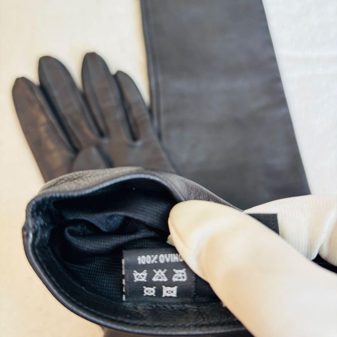スペイン製ロングレザーグローブ 7½ シルク裏地