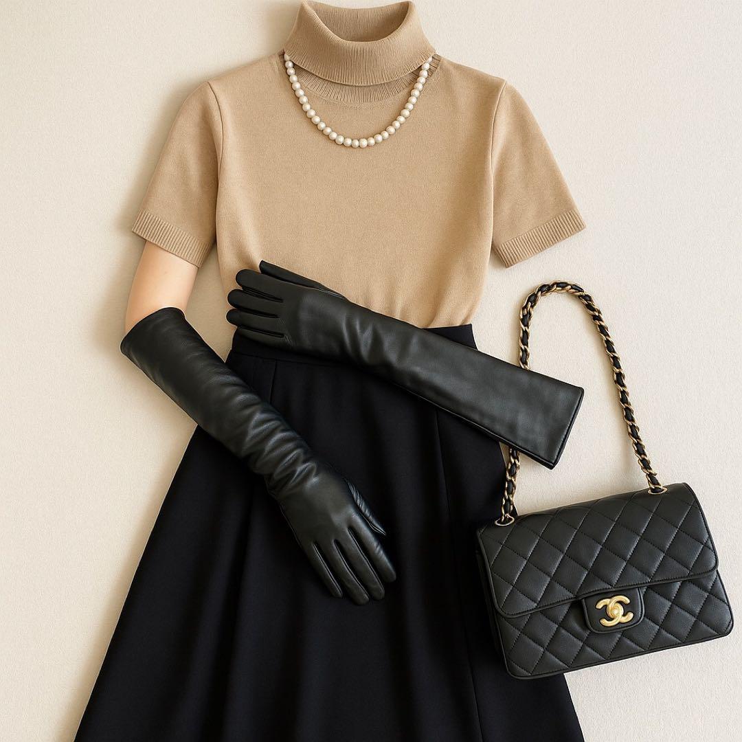 スペイン製ロングレザーグローブ 7½ シルク裏地