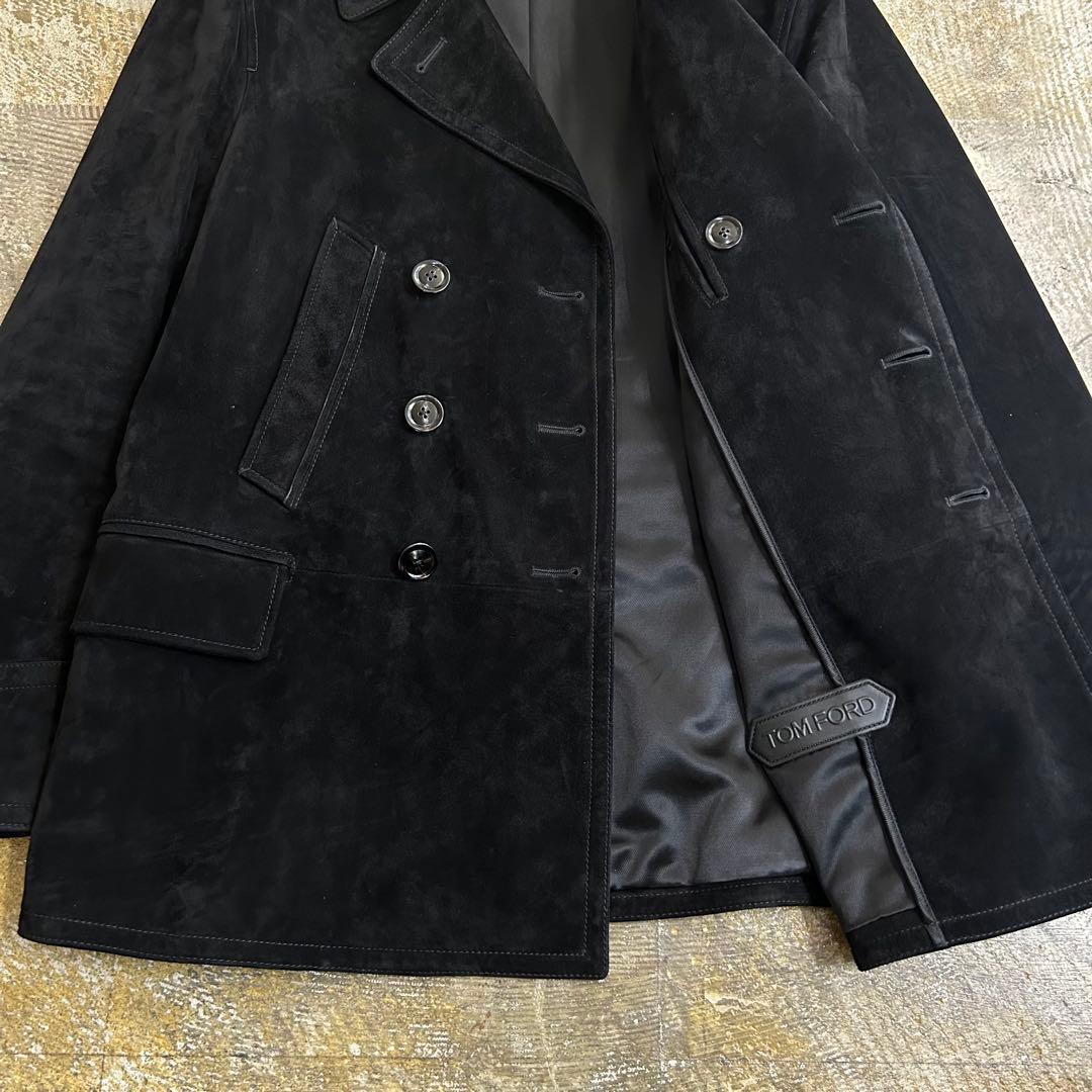 TOM FORD トムフォード カシミアスエードピーコート ブラック サイズ48