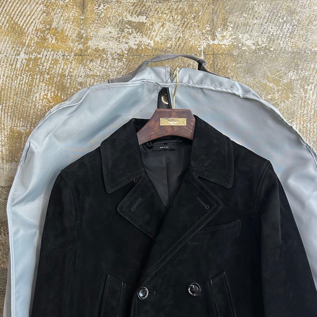 TOM FORD トムフォード カシミアスエードピーコート ブラック サイズ48