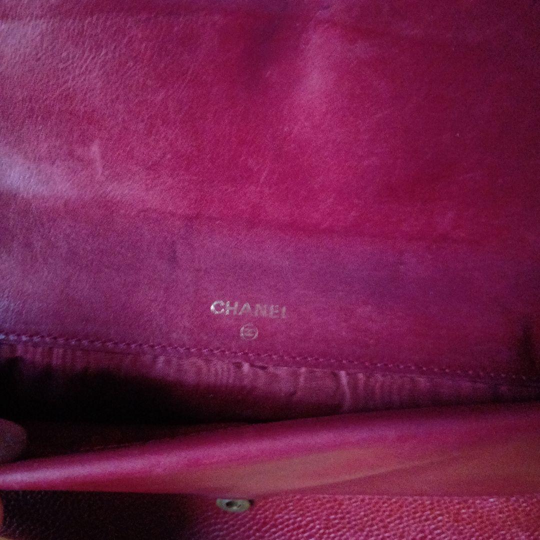 CHANEL レザー 長財布 レッド