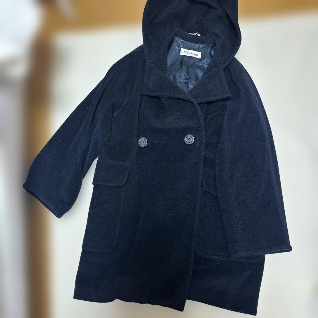 MaxMara フード付き黒コート Lサイズ