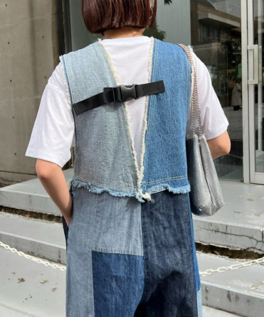 etsinta エシンタ デニムパッチワークオールインワン 新品未使用 ブルー