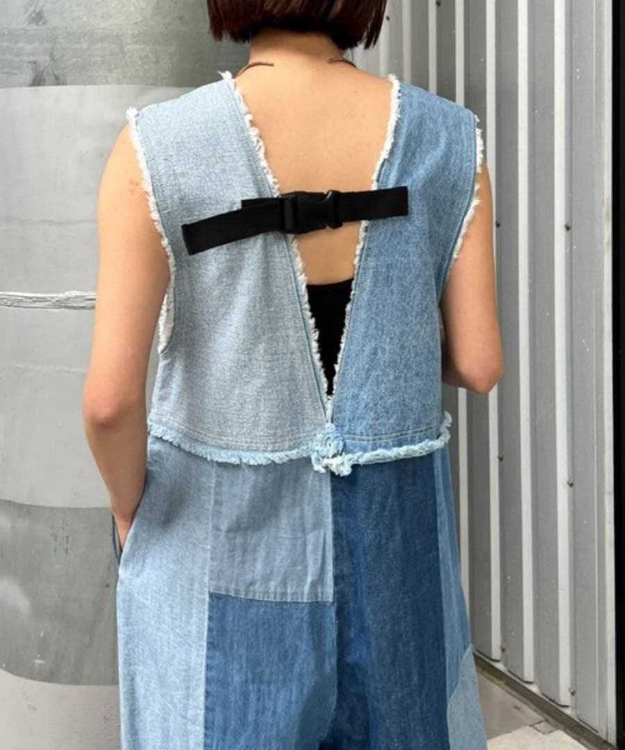 etsinta エシンタ デニムパッチワークオールインワン 新品未使用 ブルー