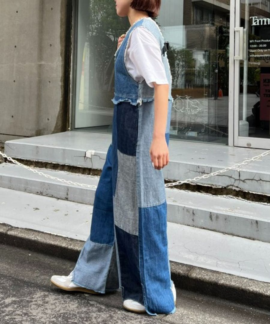 etsinta エシンタ デニムパッチワークオールインワン 新品未使用 ブルー