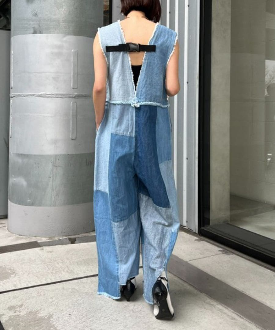 etsinta エシンタ デニムパッチワークオールインワン 新品未使用 ブルー