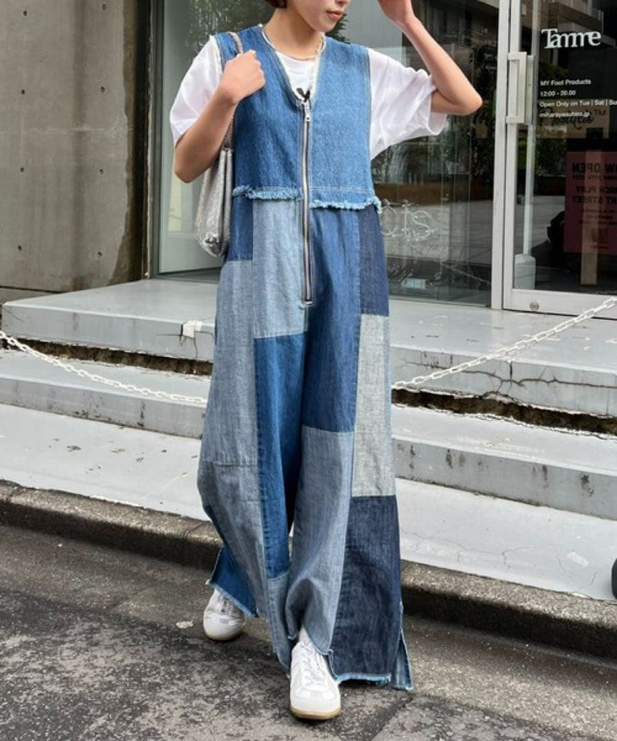 etsinta エシンタ デニムパッチワークオールインワン 新品未使用 ブルー