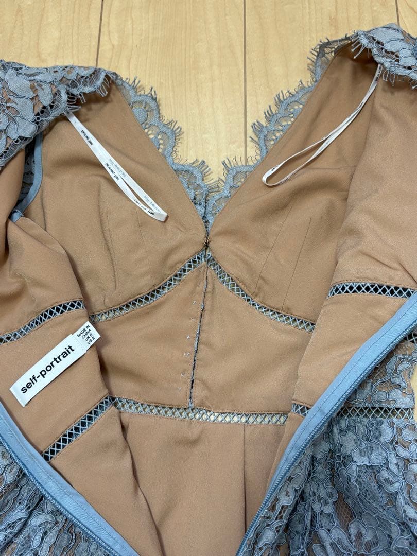 Self portrait セルフポートレート 総レースドレス ワンピース水色