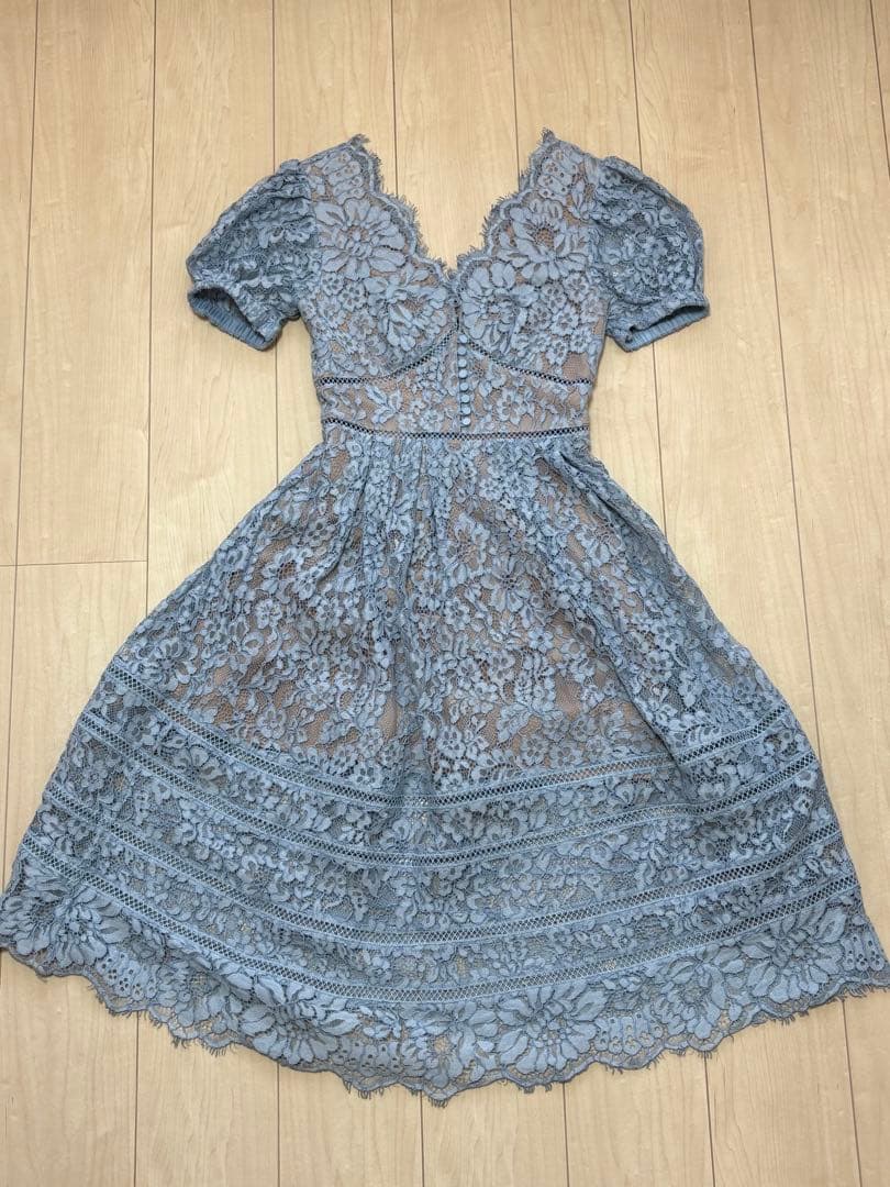 Self portrait セルフポートレート 総レースドレス ワンピース水色