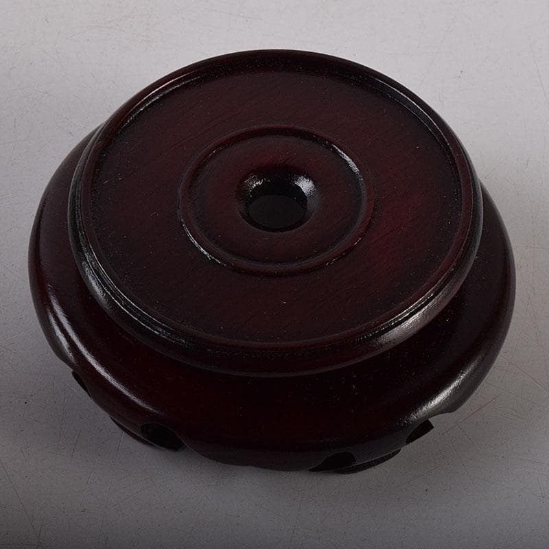 石英水晶体　阿字観本尊　寶玉　水晶玉　唐木台・仕覆付　共箱　C　8105