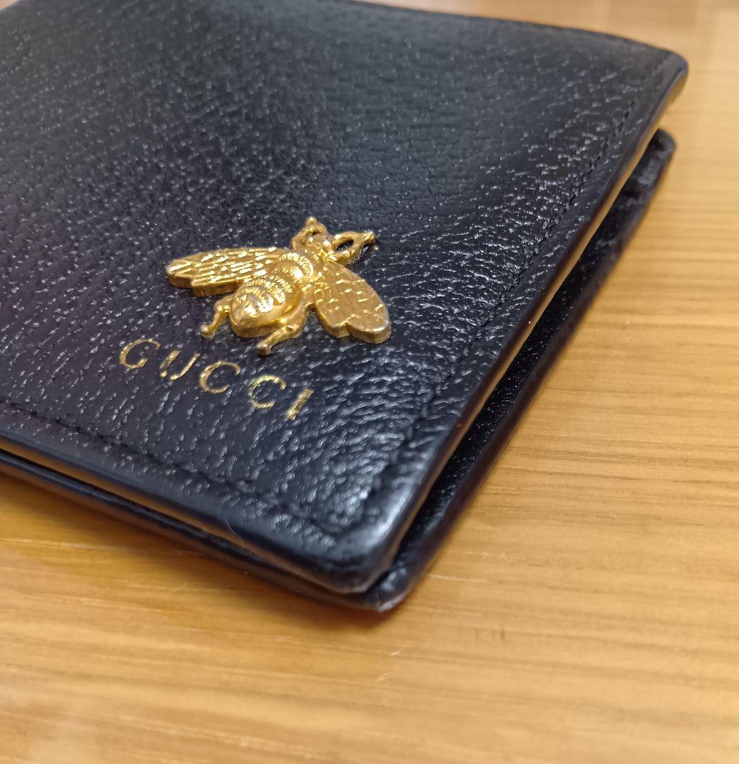 美品✨️GUCCI アニマリエ メタルビ―(蜂)折れ財布　シックな黒