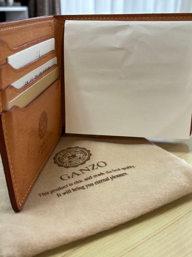 GANZO シンブライドルレザー　ネイビー 二つ折り財布