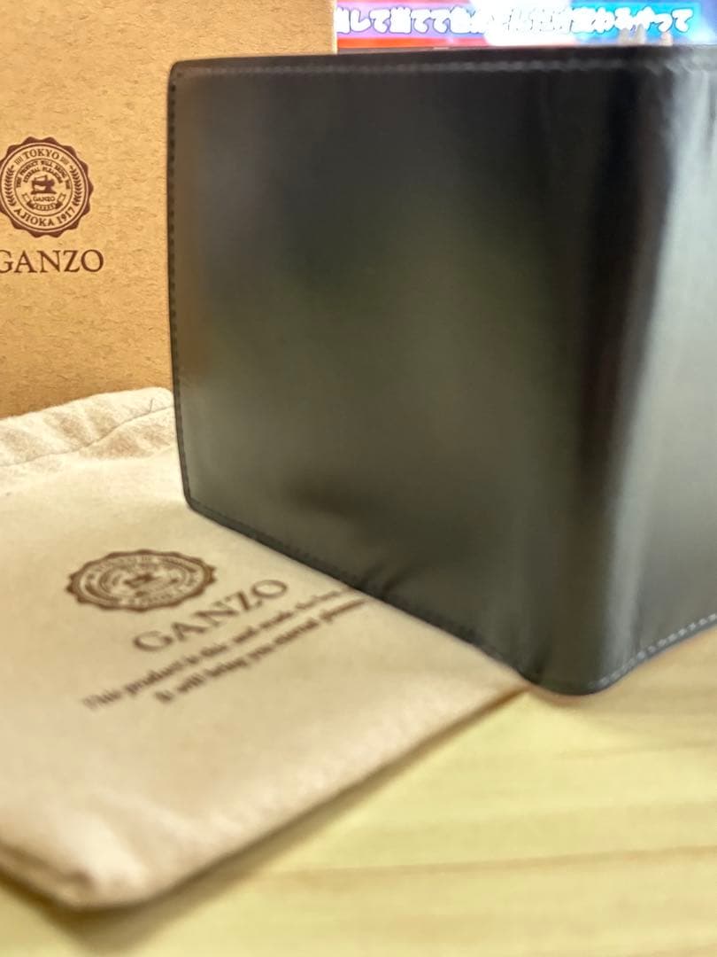 GANZO シンブライドルレザー　ネイビー 二つ折り財布