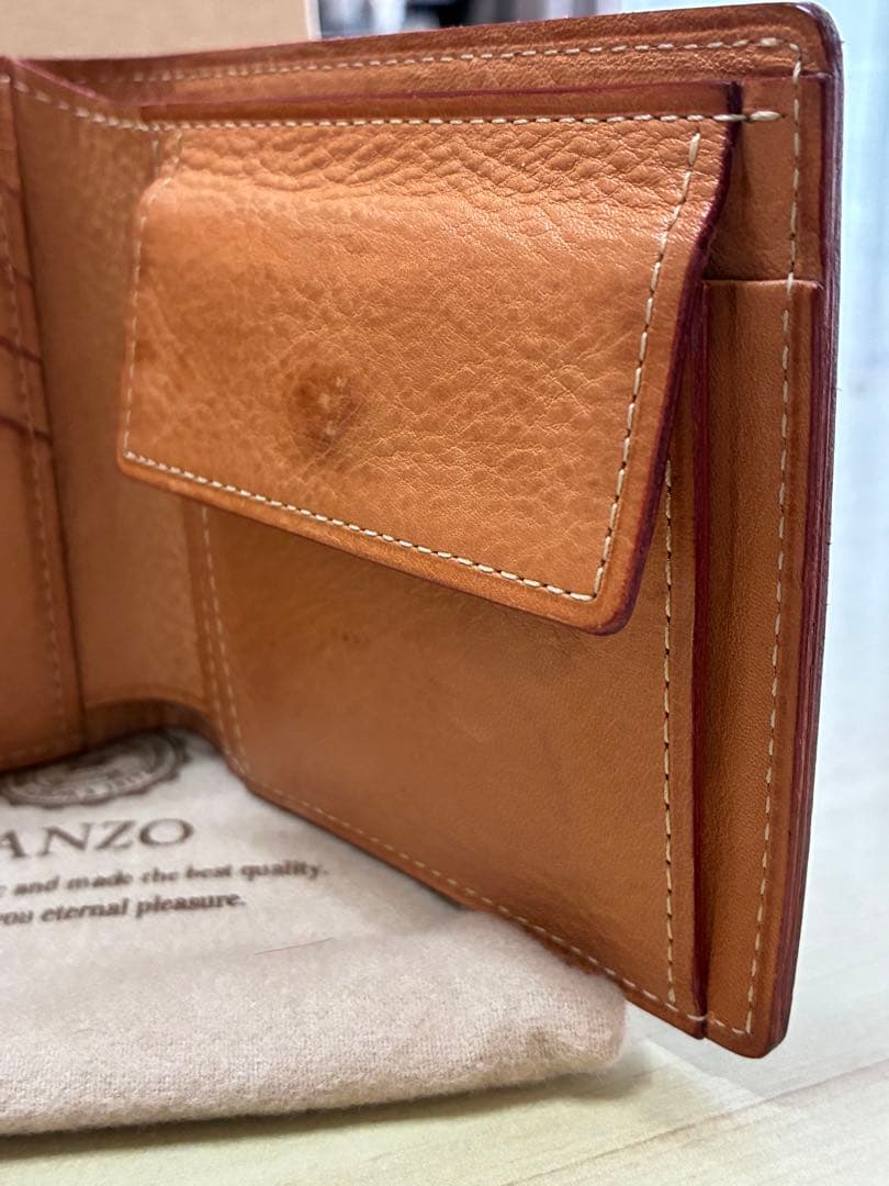 GANZO シンブライドルレザー　ネイビー 二つ折り財布