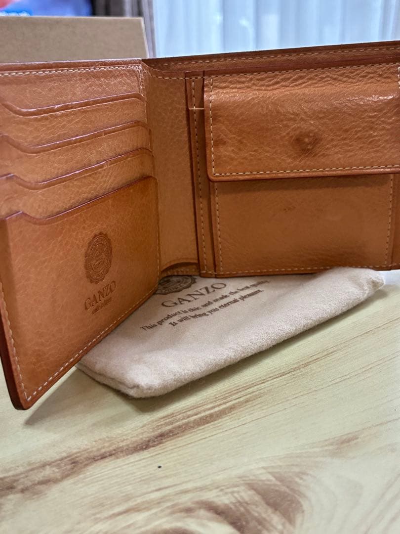 GANZO シンブライドルレザー　ネイビー 二つ折り財布