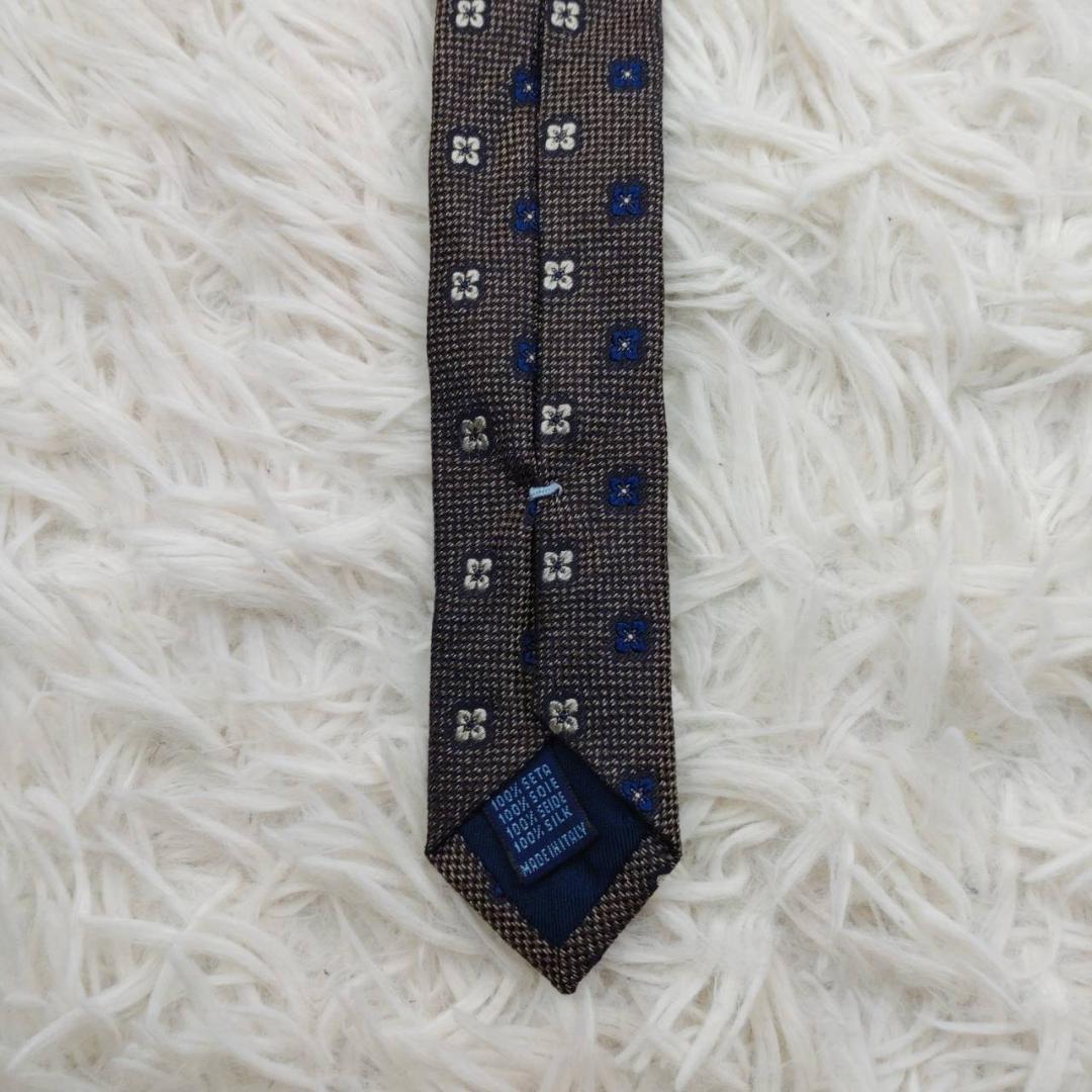 フランコバッシ 高級シルクネクタイ 総柄 ダークブラウン