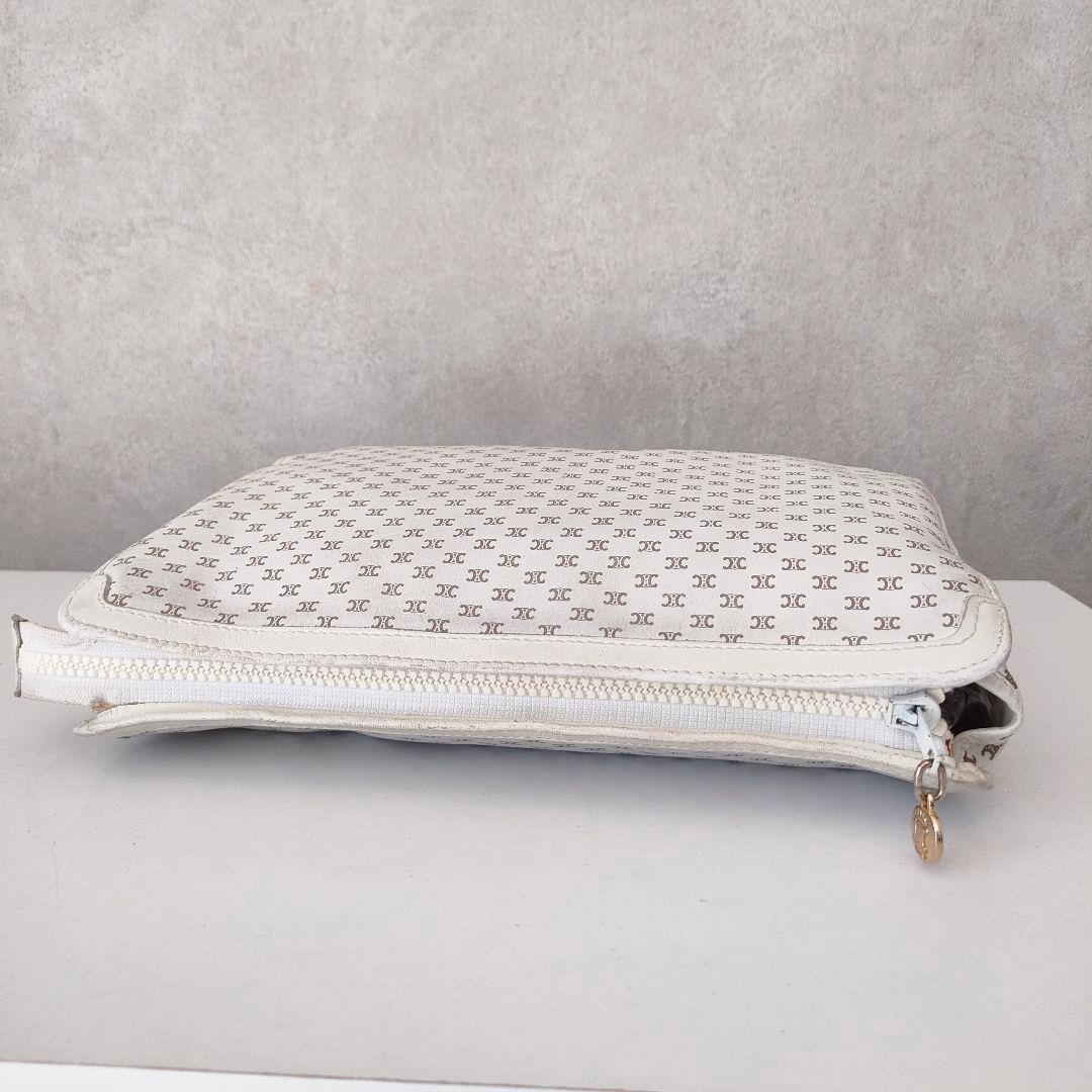 希少♡　CELINE 　マカダム　ロゴプリント レザー　クラッチバッグ　白