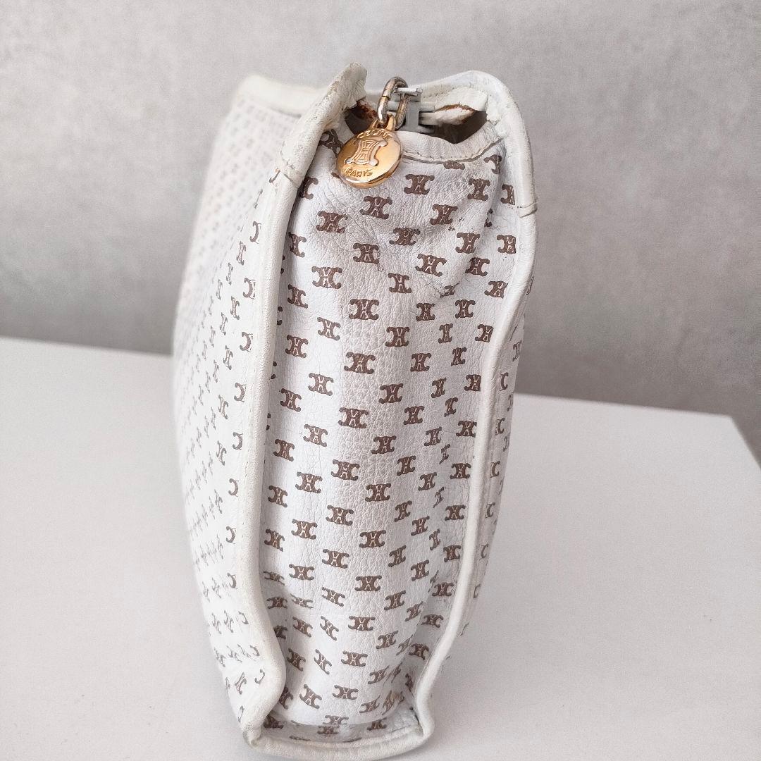 希少♡　CELINE 　マカダム　ロゴプリント レザー　クラッチバッグ　白
