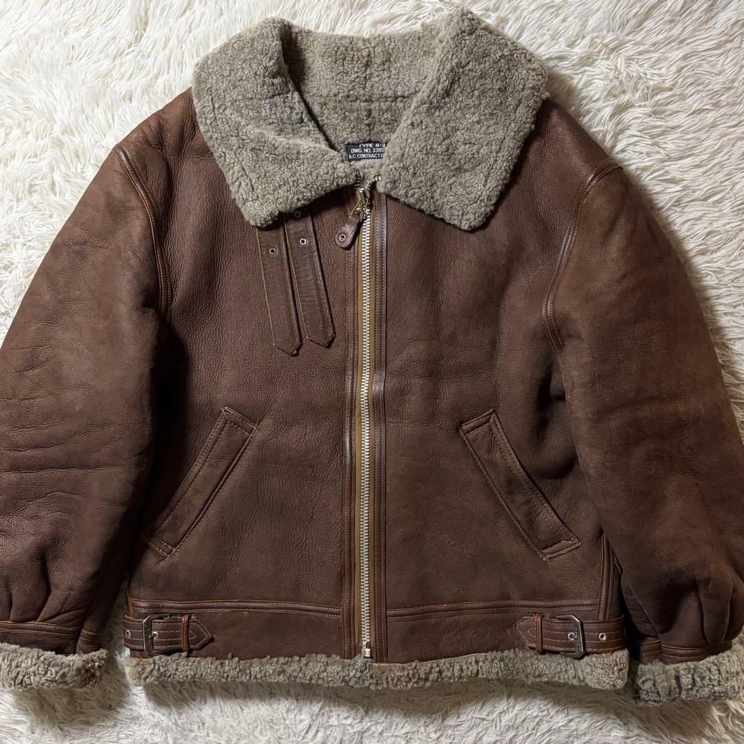 【希少カラー】AVIREXフライトジャケットB-3 ムートン　羊革　38 米国製